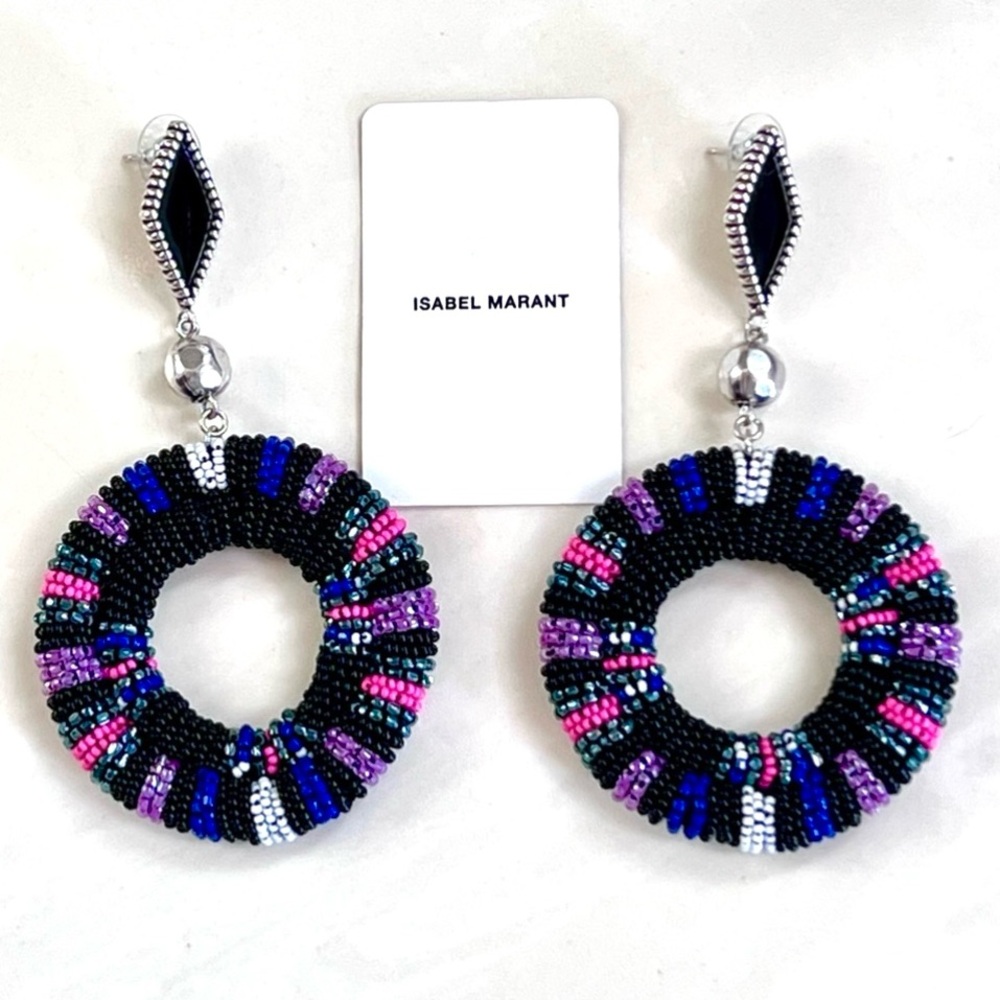 🌺🎉HP🎉🌺 NWT Isabel Marant Beaded Hoop Chandeliers - Picture 13 of 16